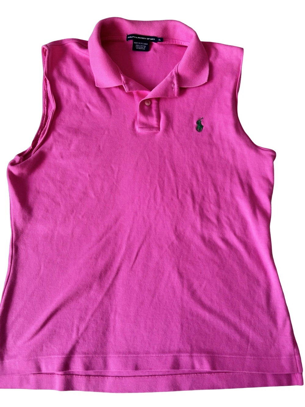 Ralph Lauren Sport Women’s Pink Sleeveless Cotton Piqué Polo Shirt Size XL